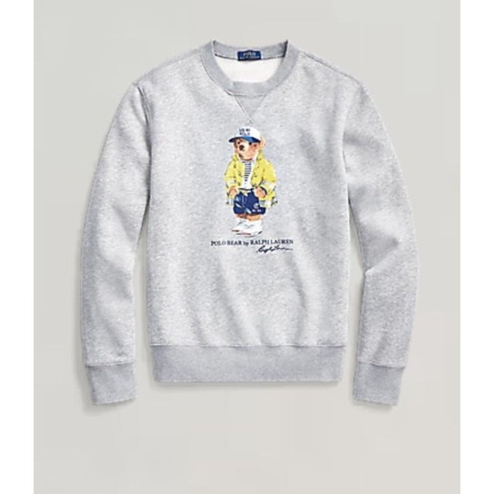 Polo Ralph Lauren Bear Mens S Long Sleeve Crewneck Sweatshirt Blue White Striped
